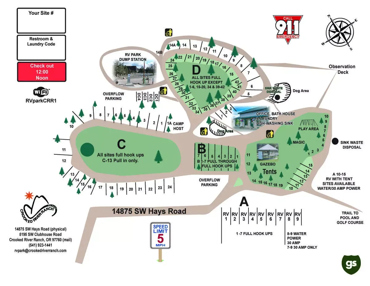 Crooked River Ranch RV Park site map